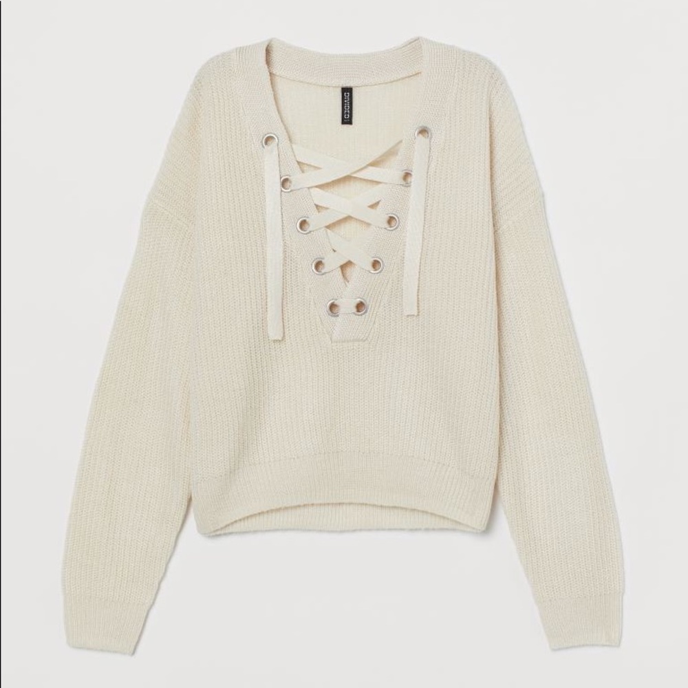 H&M Knit Lace-Up Sweater